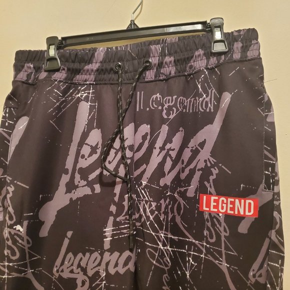 Men's Encrypted Black and Gray Legend Print Joggers Size Large - Picture 3 of 5